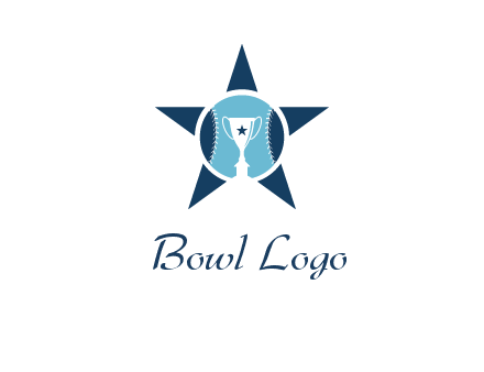 trophy or winning cup inside a baseball in a star logo