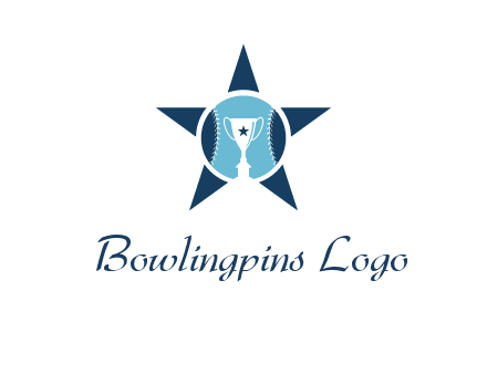 trophy or winning cup inside a baseball in a star logo