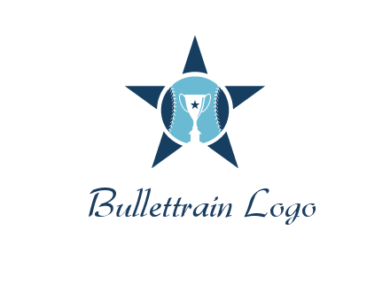 trophy or winning cup inside a baseball in a star logo