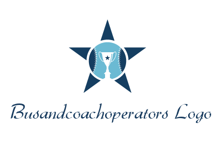 trophy or winning cup inside a baseball in a star logo