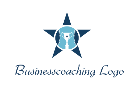 trophy or winning cup inside a baseball in a star logo