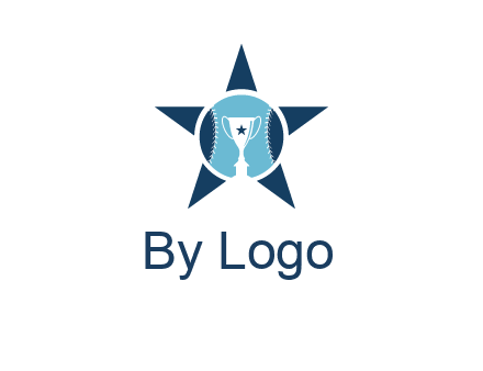 trophy or winning cup inside a baseball in a star logo