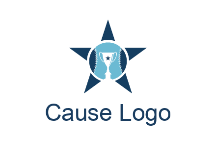 trophy or winning cup inside a baseball in a star logo