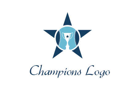 trophy or winning cup inside a baseball in a star logo