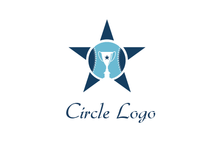 trophy or winning cup inside a baseball in a star logo