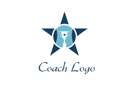 trophy or winning cup inside a baseball in a star logo