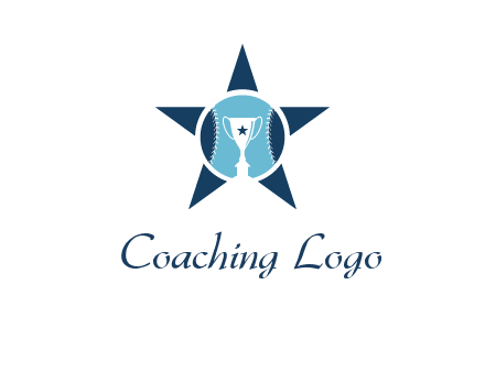 trophy or winning cup inside a baseball in a star logo