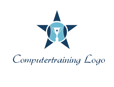 trophy or winning cup inside a baseball in a star logo