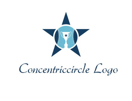 trophy or winning cup inside a baseball in a star logo