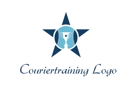 trophy or winning cup inside a baseball in a star logo