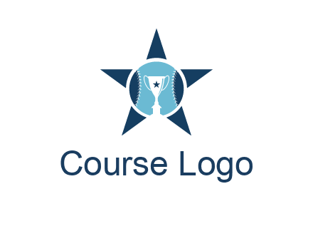 trophy or winning cup inside a baseball in a star logo