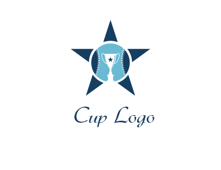 trophy or winning cup inside a baseball in a star logo