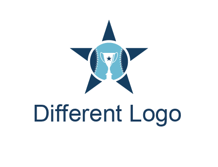 trophy or winning cup inside a baseball in a star logo