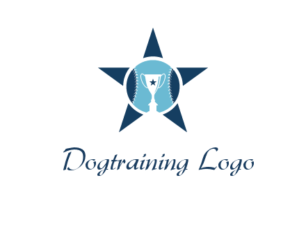 trophy or winning cup inside a baseball in a star logo
