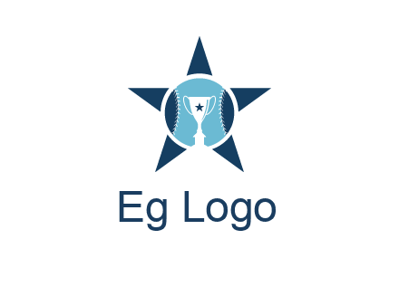 trophy or winning cup inside a baseball in a star logo