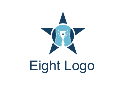 trophy or winning cup inside a baseball in a star logo