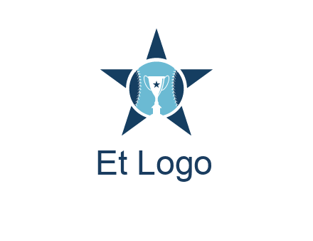 trophy or winning cup inside a baseball in a star logo