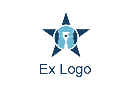 trophy or winning cup inside a baseball in a star logo