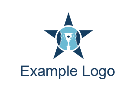trophy or winning cup inside a baseball in a star logo