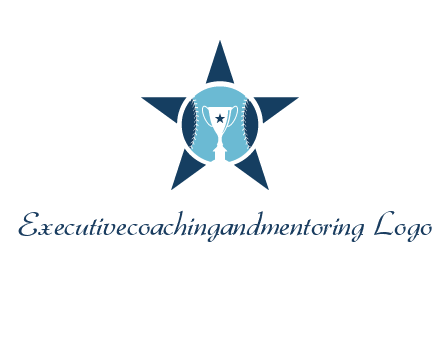 trophy or winning cup inside a baseball in a star logo