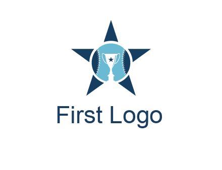 trophy or winning cup inside a baseball in a star logo