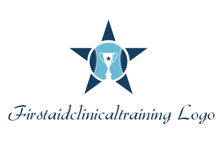 trophy or winning cup inside a baseball in a star logo