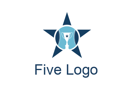 trophy or winning cup inside a baseball in a star logo