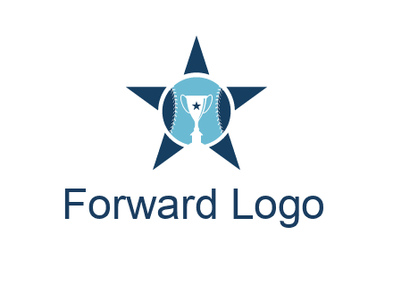 trophy or winning cup inside a baseball in a star logo