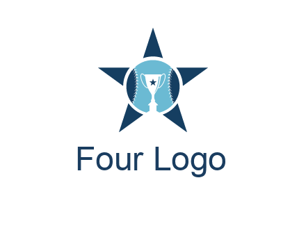 trophy or winning cup inside a baseball in a star logo