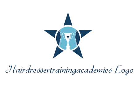 trophy or winning cup inside a baseball in a star logo