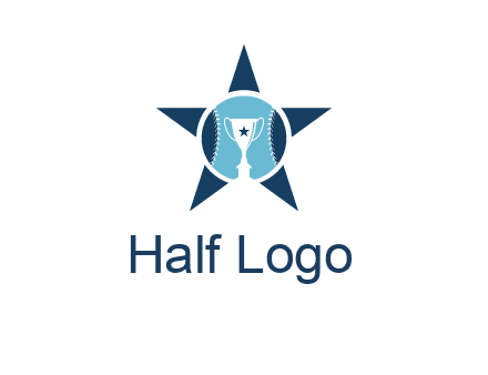 trophy or winning cup inside a baseball in a star logo