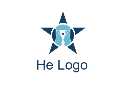 trophy or winning cup inside a baseball in a star logo