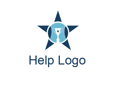 trophy or winning cup inside a baseball in a star logo