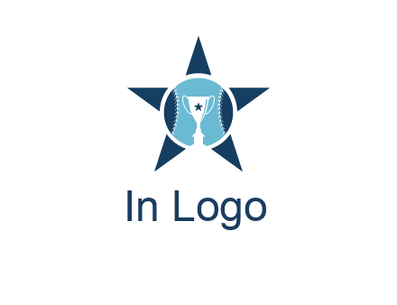 trophy or winning cup inside a baseball in a star logo
