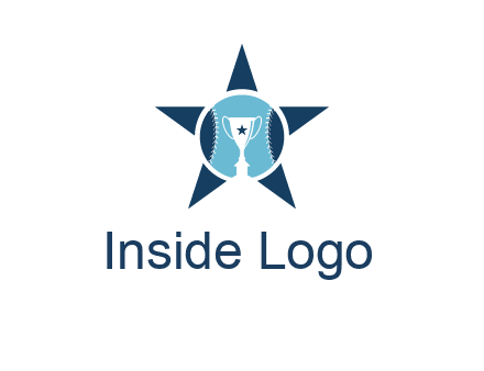 trophy or winning cup inside a baseball in a star logo