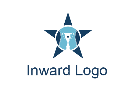 trophy or winning cup inside a baseball in a star logo