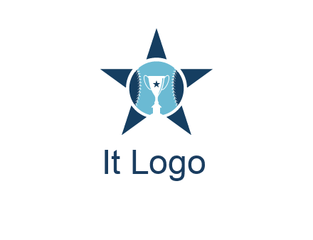 trophy or winning cup inside a baseball in a star logo