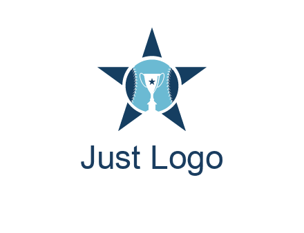 trophy or winning cup inside a baseball in a star logo