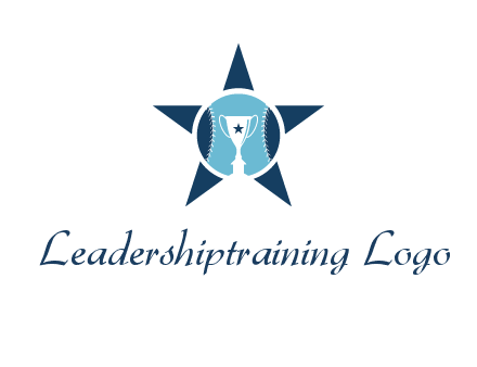 trophy or winning cup inside a baseball in a star logo