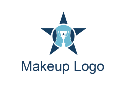 trophy or winning cup inside a baseball in a star logo