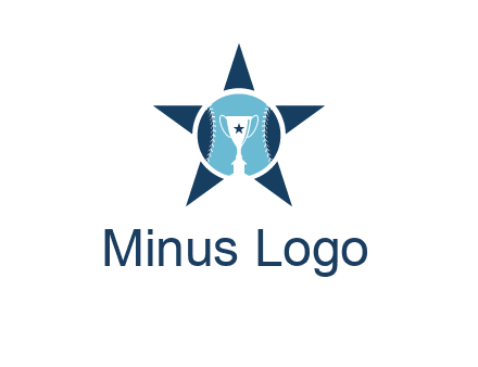 trophy or winning cup inside a baseball in a star logo