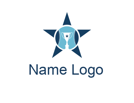 trophy or winning cup inside a baseball in a star logo
