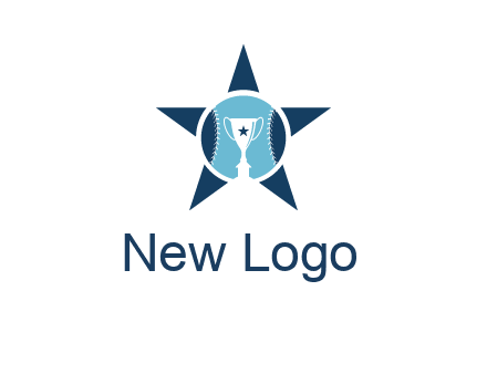 trophy or winning cup inside a baseball in a star logo