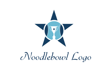 trophy or winning cup inside a baseball in a star logo