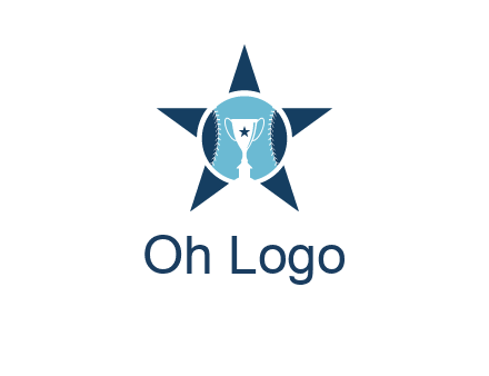 trophy or winning cup inside a baseball in a star logo
