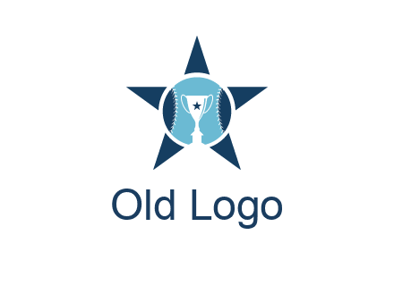 trophy or winning cup inside a baseball in a star logo