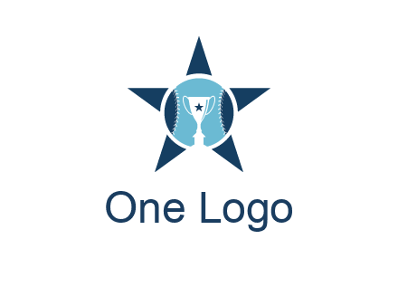 trophy or winning cup inside a baseball in a star logo
