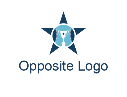 trophy or winning cup inside a baseball in a star logo