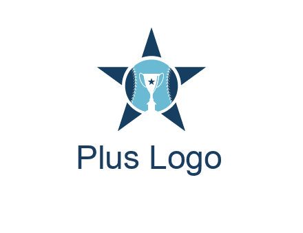 trophy or winning cup inside a baseball in a star logo