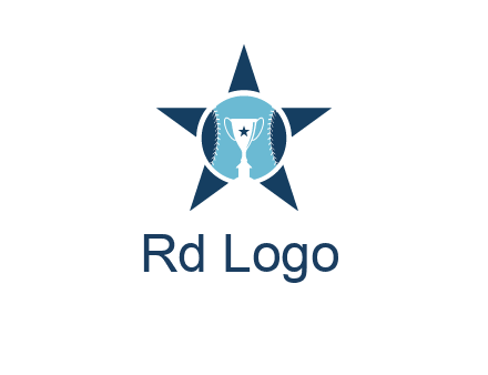 trophy or winning cup inside a baseball in a star logo